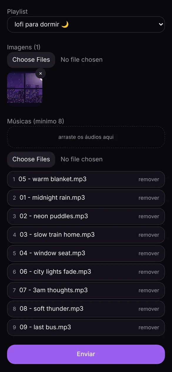 Lofi Factory — Imagem e faixas na ordem do vídeo