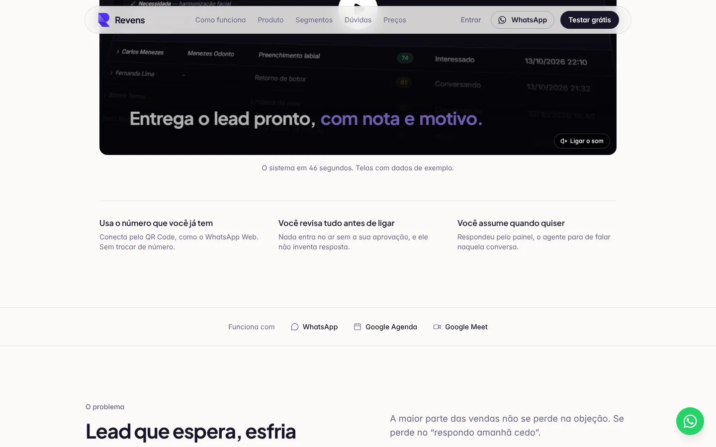 Revens — Seções do site